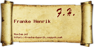 Franke Henrik névjegykártya